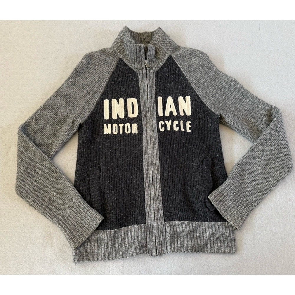 Lucky Brand × Indian Motorcycle Mens Full Zip Knit Sweater Jacket Small